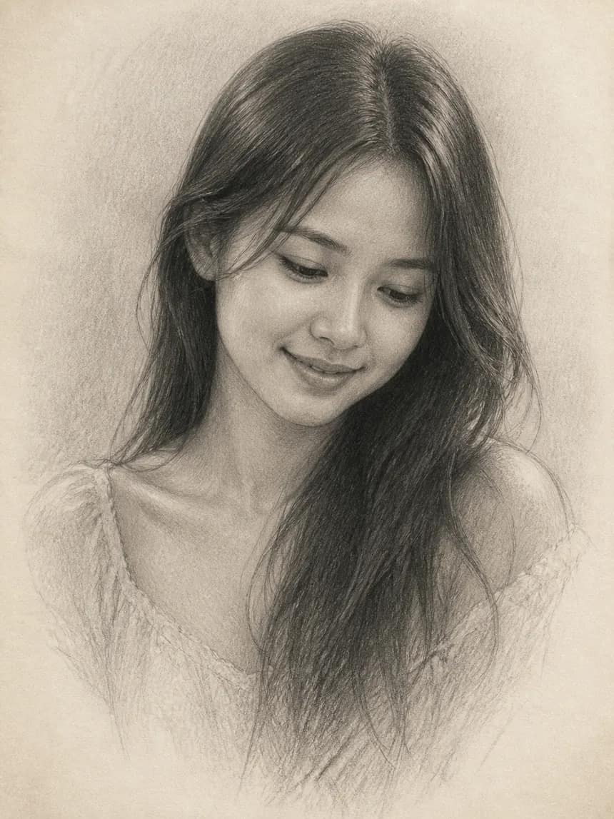 Sample digital soulmate portrait shown for style inspiration