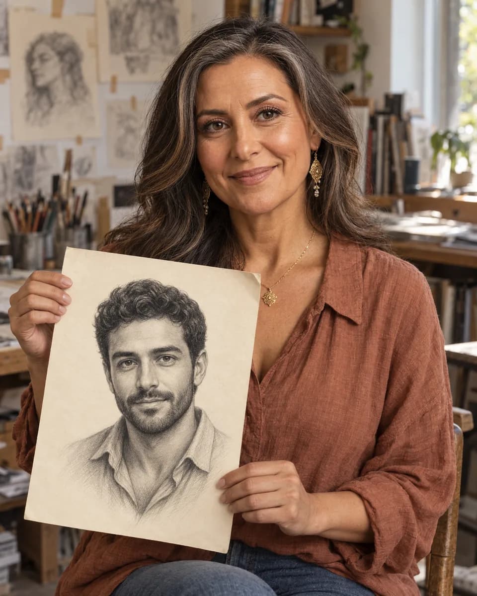 Luna Martinez mostra un ritratto dell'anima gemella finito nel suo studio