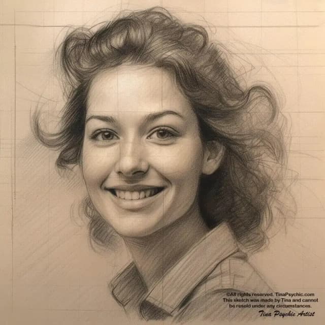 Exemplo 2 de Retrato da Alma Gêmea pela Vidente Iris - Desenho Psíquico Profissional Detalhado